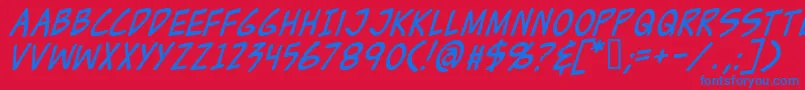 ZudJuiceItalic Font – Blue Fonts on Red Background