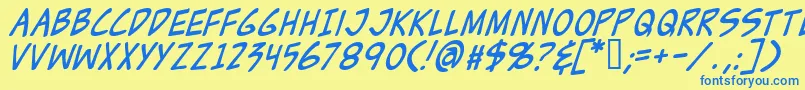 ZudJuiceItalic Font – Blue Fonts on Yellow Background