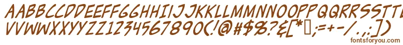 Fonte ZudJuiceItalic – fontes marrons em um fundo branco