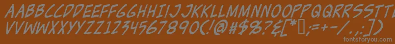 ZudJuiceItalic-Schriftart – Graue Schriften auf braunem Hintergrund