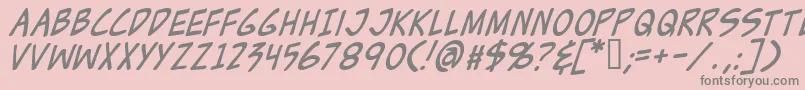 Czcionka ZudJuiceItalic – szare czcionki na różowym tle