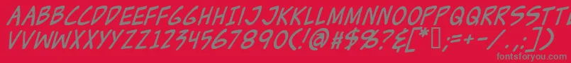 Czcionka ZudJuiceItalic – szare czcionki na czerwonym tle