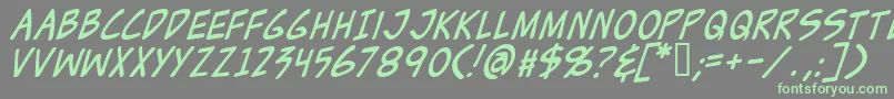 Fonte ZudJuiceItalic – fontes verdes em um fundo cinza