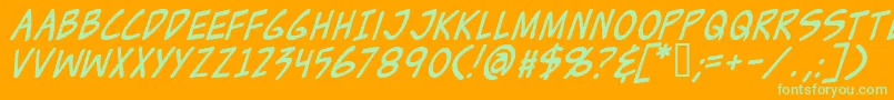 Police ZudJuiceItalic – polices vertes sur fond orange
