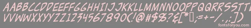 Fonte ZudJuiceItalic – fontes rosa em um fundo cinza