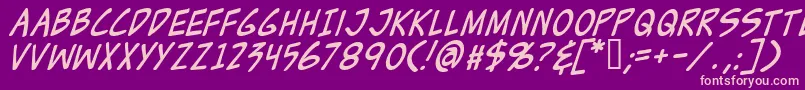 Fonte ZudJuiceItalic – fontes rosa em um fundo violeta
