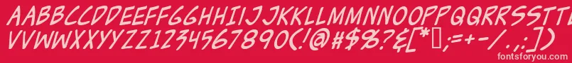フォントZudJuiceItalic – 赤い背景にピンクのフォント