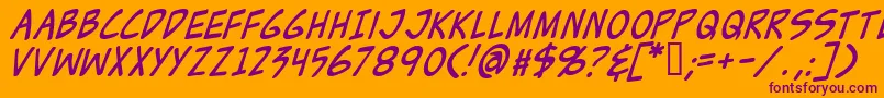フォントZudJuiceItalic – オレンジの背景に紫のフォント