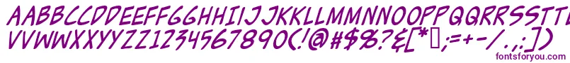 フォントZudJuiceItalic – 白い背景に紫のフォント
