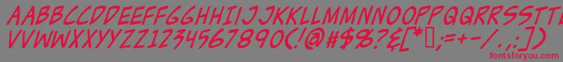 ZudJuiceItalic Font – Red Fonts on Gray Background
