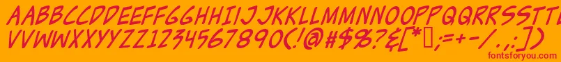 ZudJuiceItalic Font – Red Fonts on Orange Background