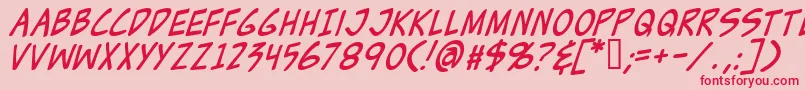 Czcionka ZudJuiceItalic – czerwone czcionki na różowym tle