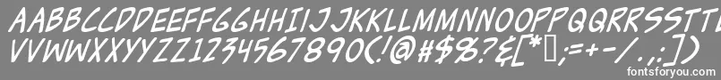 フォントZudJuiceItalic – 灰色の背景に白い文字