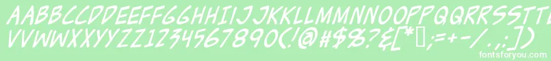 Police ZudJuiceItalic – polices blanches sur fond vert