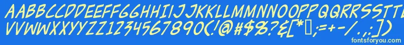 Шрифт ZudJuiceItalic – жёлтые шрифты на синем фоне