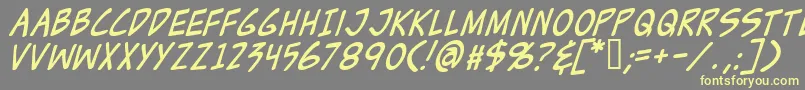 フォントZudJuiceItalic – 黄色のフォント、灰色の背景