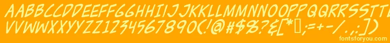 ZudJuiceItalic Font – Yellow Fonts on Orange Background