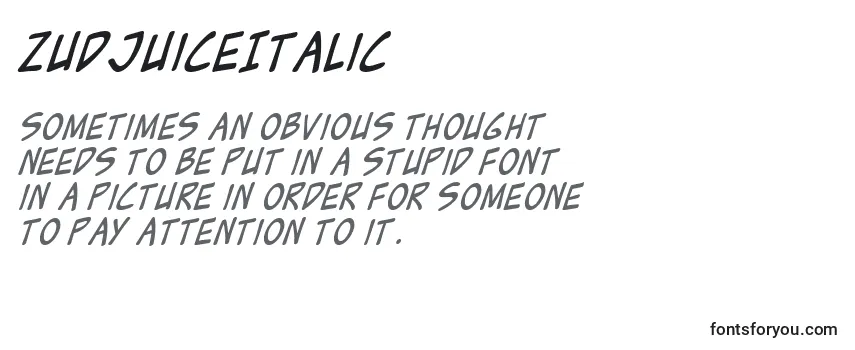 Review of the ZudJuiceItalic Font