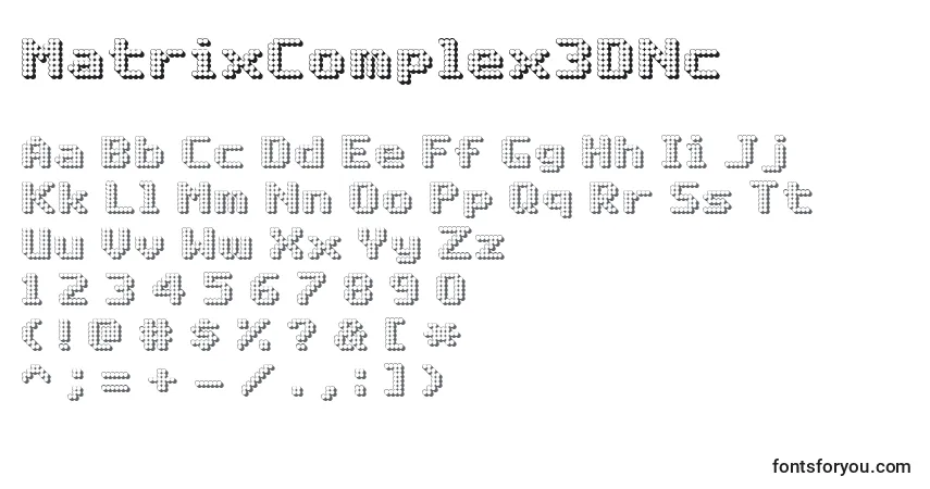 A fonte MatrixComplex3DNc – alfabeto, números, caracteres especiais