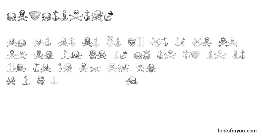 Czcionka Piratestwo – alfabet, cyfry, specjalne znaki