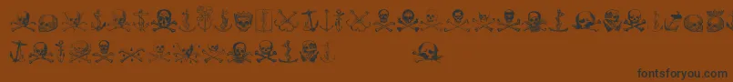 Piratestwo-Schriftart – Schwarze Schriften auf braunem Hintergrund