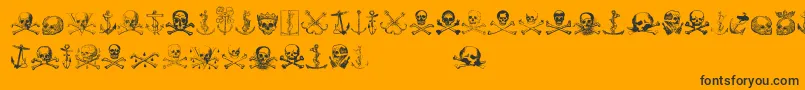 Piratestwo-Schriftart – Schwarze Schriften auf orangefarbenem Hintergrund