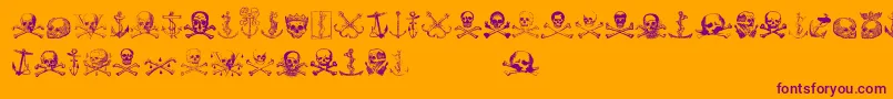 Piratestwo-Schriftart – Violette Schriften auf orangefarbenem Hintergrund