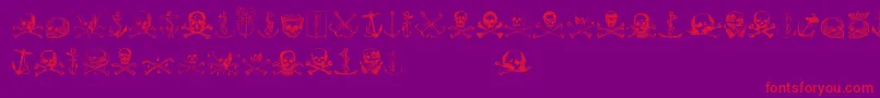 Piratestwo-Schriftart – Rote Schriften auf violettem Hintergrund