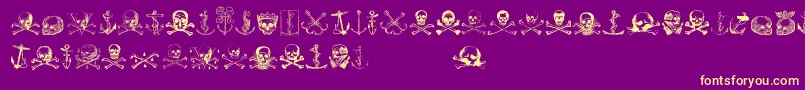 Fonte Piratestwo – fontes amarelas em um fundo roxo