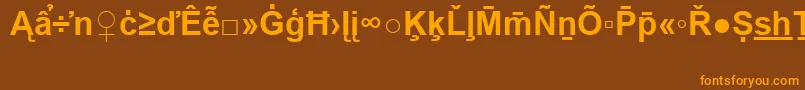 Fonte ArialSpecialG2Bold – fontes laranjas em um fundo marrom