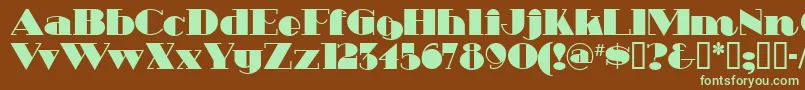 フォントHeavytrippUltrabold – 緑色の文字が茶色の背景にあります。