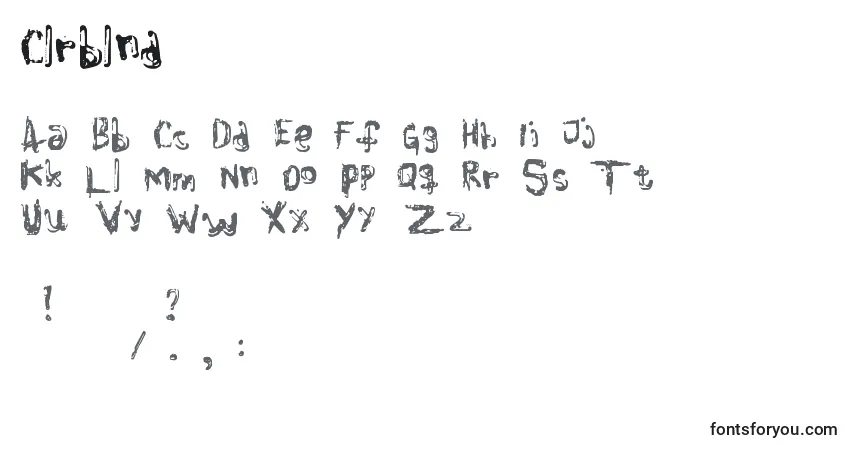 A fonte Clrblnd – alfabeto, números, caracteres especiais