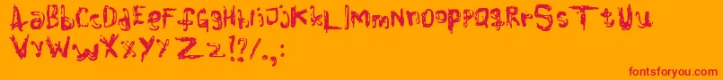 Clrblnd-Schriftart – Rote Schriften auf orangefarbenem Hintergrund