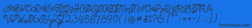 SortdecaiCursiveWildScriptFree-Schriftart – Schwarze Schriften auf blauem Hintergrund