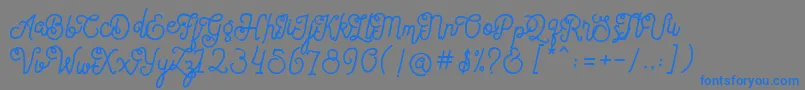 Weitere Informationen zur SortdecaiCursiveWildScriptFree-Schriftart SortdecaiCursiveWildScriptFree-Schriftart – Blaue Schriften auf grauem Hintergrund