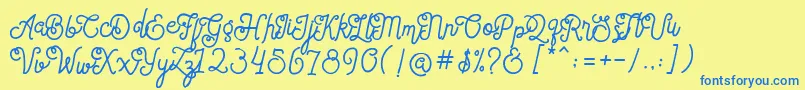 SortdecaiCursiveWildScriptFree-Schriftart – Blaue Schriften auf gelbem Hintergrund