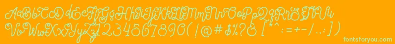 Fonte SortdecaiCursiveWildScriptFree – fontes verdes em um fundo laranja
