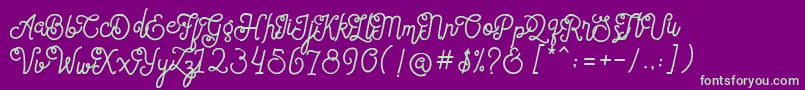 Czcionka SortdecaiCursiveWildScriptFree – zielone czcionki na fioletowym tle