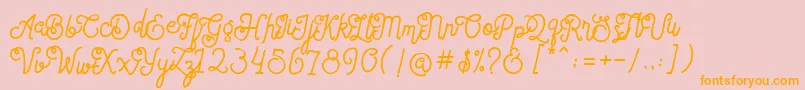 SortdecaiCursiveWildScriptFree-fontti – oranssit fontit vaaleanpunaisella taustalla