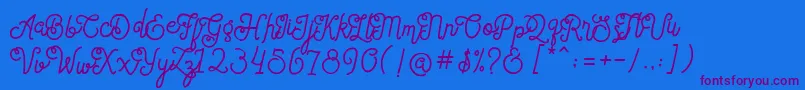 SortdecaiCursiveWildScriptFree Font – Purple Fonts on Blue Background