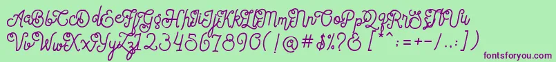 SortdecaiCursiveWildScriptFree Font – Purple Fonts on Green Background
