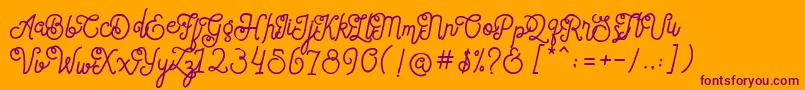 Lisätietoja SortdecaiCursiveWildScriptFree-fontista SortdecaiCursiveWildScriptFree-fontti – violetit fontit oranssilla taustalla