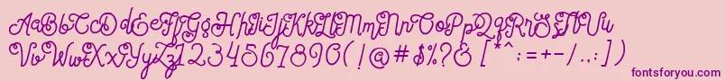 フォントSortdecaiCursiveWildScriptFree – ピンクの背景に紫のフォント