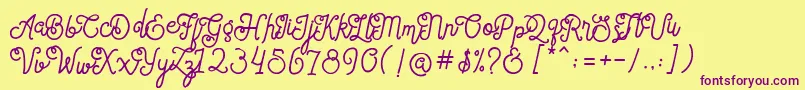 Saiba mais sobre a fonte SortdecaiCursiveWildScriptFree Fonte SortdecaiCursiveWildScriptFree – fontes roxas em um fundo amarelo