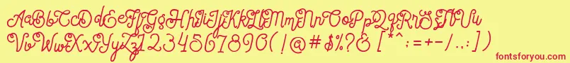 SortdecaiCursiveWildScriptFree Font – Red Fonts on Yellow Background