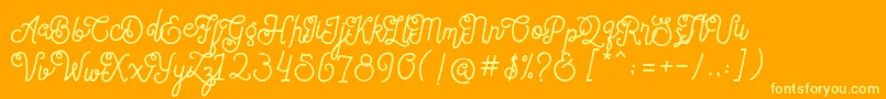 Fonte SortdecaiCursiveWildScriptFree – fontes amarelas em um fundo laranja