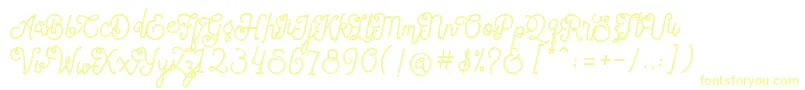 フォントSortdecaiCursiveWildScriptFree – 白い背景に黄色の文字