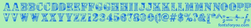 Camouflaged Font – Blue Fonts on Green Background