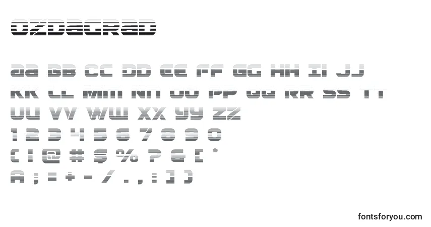 Czcionka Ozdagrad – alfabet, cyfry, specjalne znaki