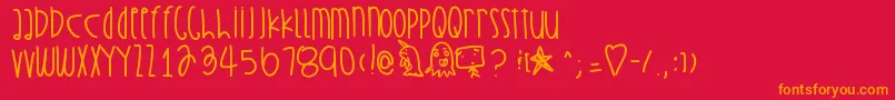 Strawberrytofu Font – Orange Fonts on Red Background
